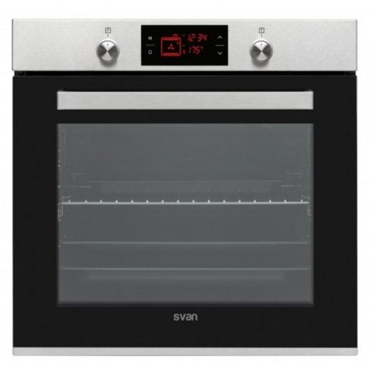 Einbaubackofen SVAN SVH375X Manuelle Reinigung 78L 60cm A Pizzafunktion Schwarz Edelstahl