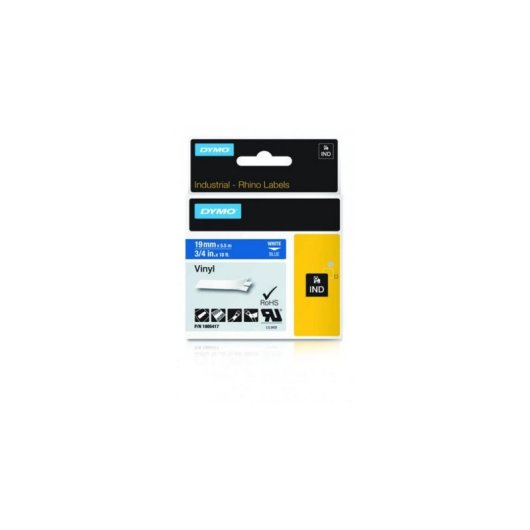 Cinta para Etiquetadora DYMO Rhino 19 mm x 5,5 m Vinilo Blanco sobre Azul