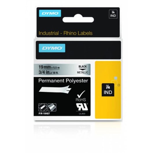 Fitas para impressora de etiquetas Dymo Rhino poliéster 19 mm x 5,5 m preto