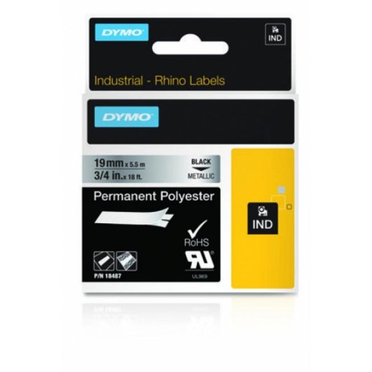 Fitas para impressora de etiquetas Dymo Rhino poliéster 19 mm x 5,5 m preto