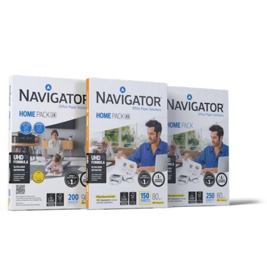 Papel A4 Navigator Home Pack Universal 90 g/m² 250 hojas Blanco Pack 3 unidades