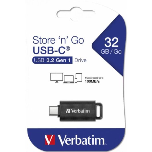 Chiavetta USB Verbatim Store 'n' Go 32GB USB Tipo C Scorrevole Nera