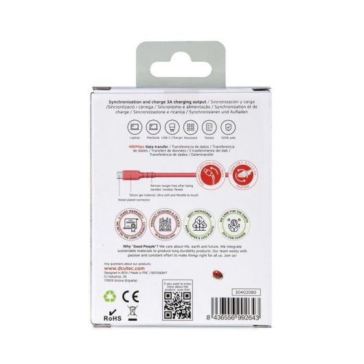 Kabel USB DCU Advance Tecnologic 1m USB 2.0 USB A nach USB C Rot