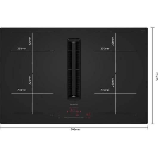Placa de Inducción Siemens iQ700 EX81AHL26E 80 cm con 4 Zonas y Extractor Integrado