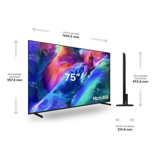 TV Samsung Micro RGB R85H 75" 4K UltraHD 144Hz Smart TV Tizen HDR10+ Dolby Atmos