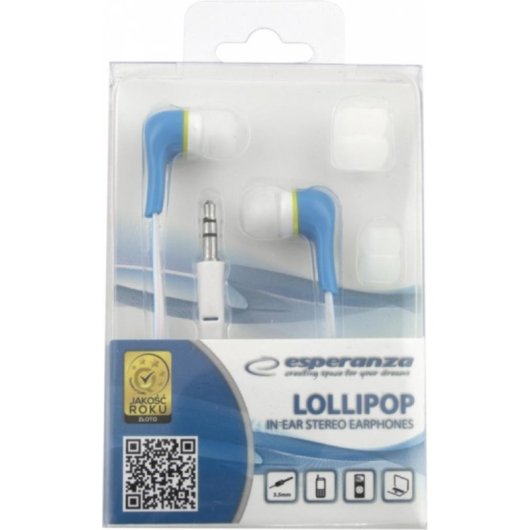 Auriculares Esperanza EH146B con cable Mini Jack 3,5 mm para música, azul