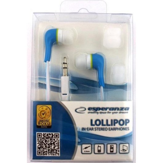Auriculares Esperanza EH146B con cable Mini Jack 3,5 mm para música, azul