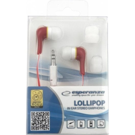 Auriculares Esperanza EH146R con cable Mini Jack 3,5 mm para música, rojos