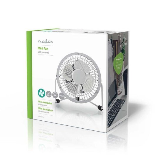 Mini Ventilador USB de Sobremesa Nedis FNDK1WT10 3W 1 Velocidad Inclinación Ajustable Compacto