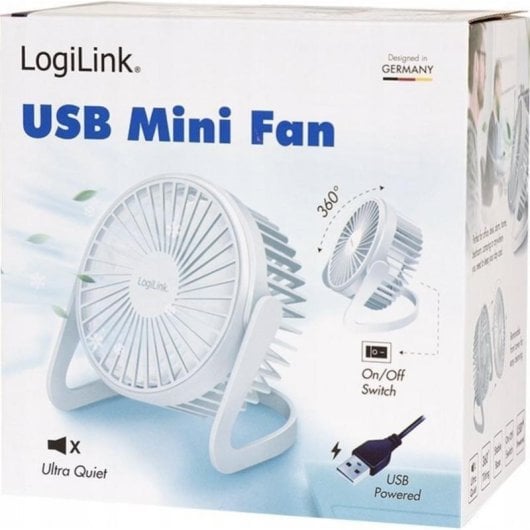 Ventilador de Sobremesa LogiLink UA0402 USB Silencioso Inclinación Ajustable Compacto