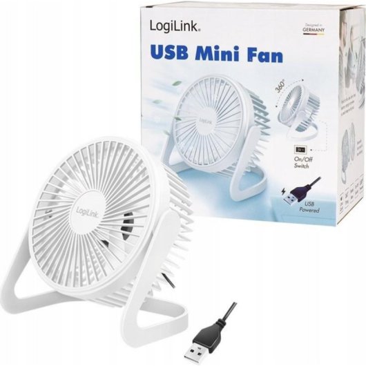 Ventilador de Sobremesa LogiLink UA0402 USB Silencioso Inclinación Ajustable Compacto