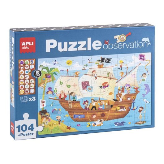 Puzzle APLI Kids 17917 Piratenschiff 104 Teile 5 Jahre