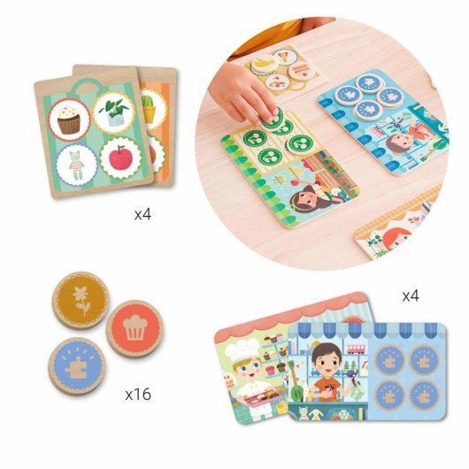 Juego Memo Loto de Madera APLI Kids 18903 Memoria y Deducción 2 a 4 Jugadores