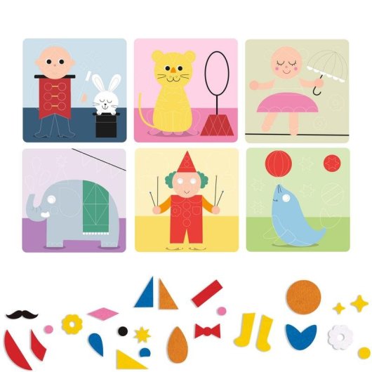 Gioco di collage APLI Kids 18899 Circo con feltro adesivo