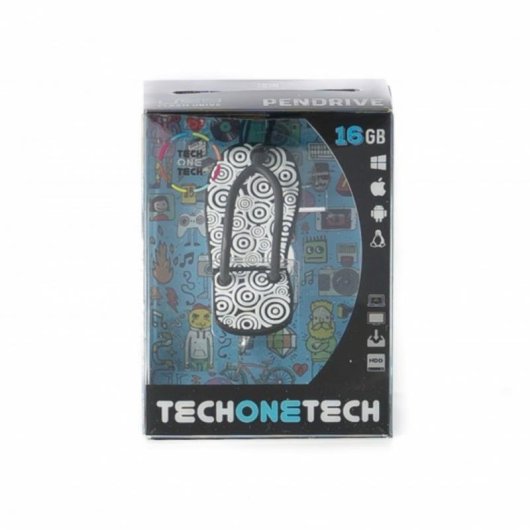 Chiavetta USB TECH ONE TECH TEC5141-16 16GB Nero e Bianco con Cappuccio