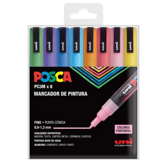 Posca PC-3M 8 Farben Purpurina Stiftset