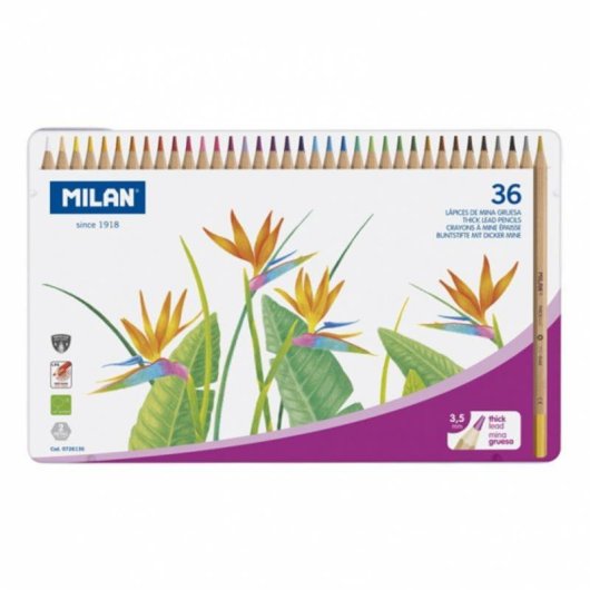 Milan Farbstifte 36 Stück Mine dick 3,5 mm Metallbox