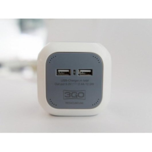 Steckdosenleiste 3GO REG4CUBEUSB 4 Steckplätze 2 USB-A Kinderschutz Kabel 1,4 m