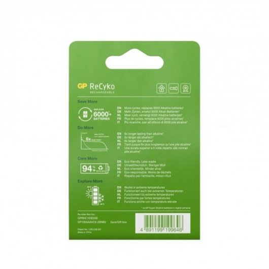 Wiederaufladbare Batterien GP Batteries AAA 1.2V 950mAh NiMH Pack 2 Stück