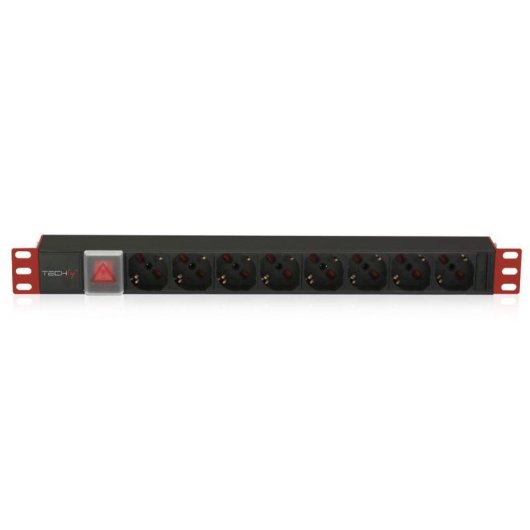 Regleta Phasak STRIP-81V 8 Tomas con Interruptor y Cable 2 m Negro Rojo
