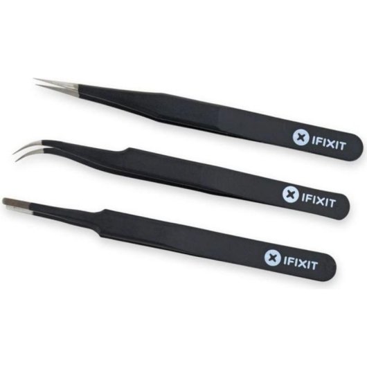 Pinças de precisão iFixit Pro 3 unidades aço preto 127 mm
