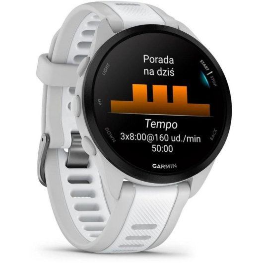 Garmin Forerunner 165 Bluetooth GPS 43mm Grau Weißes Armband Pulsuhr SpO2 5ATM