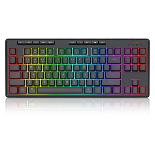 Teclado Redragon K516RGB-PRO Shiva 87 membrana compacto con RGB y triple conectividad