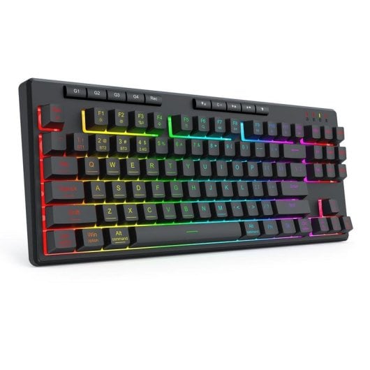 Teclado Redragon K516RGB-PRO Shiva 87 membrana compacto con RGB y triple conectividad