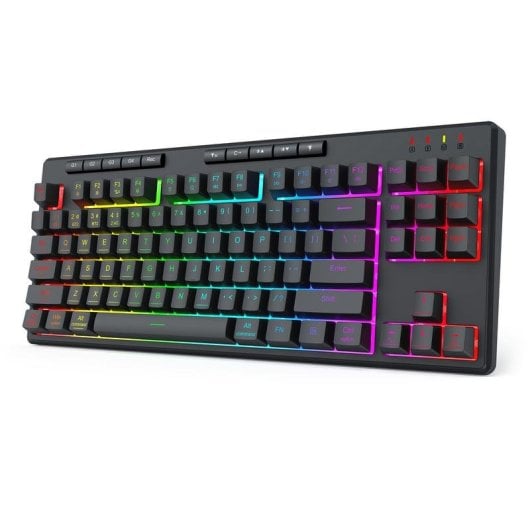 Teclado Redragon K516RGB-PRO Shiva 87 membrana compacto con RGB y triple conectividad