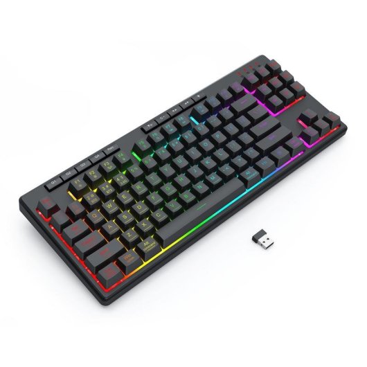 Teclado Redragon K516RGB-PRO Shiva 87 membrana compacto con RGB y triple conectividad