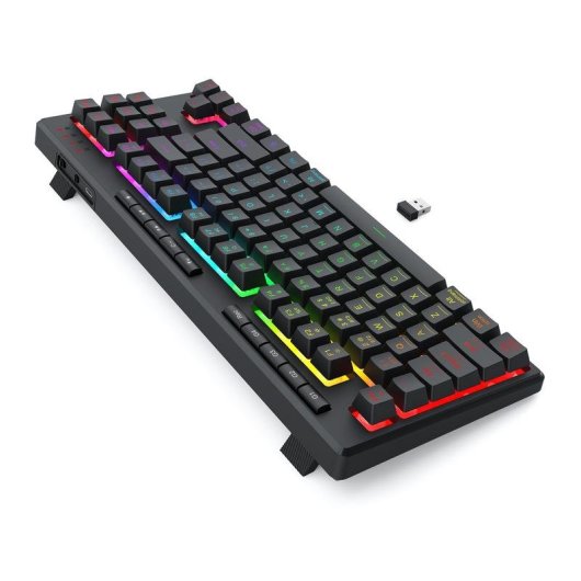 Teclado Redragon K516RGB-PRO Shiva 87 membrana compacto con RGB y triple conectividad