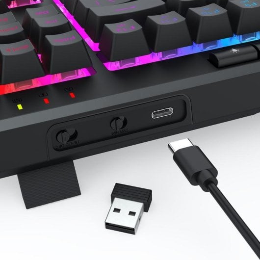 Teclado Redragon K516RGB-PRO Shiva 87 membrana compacto con RGB y triple conectividad
