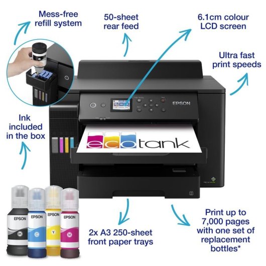Impressora Jato de Tinta Wi-Fi Epson EcoTank L1116 com impressão duplex