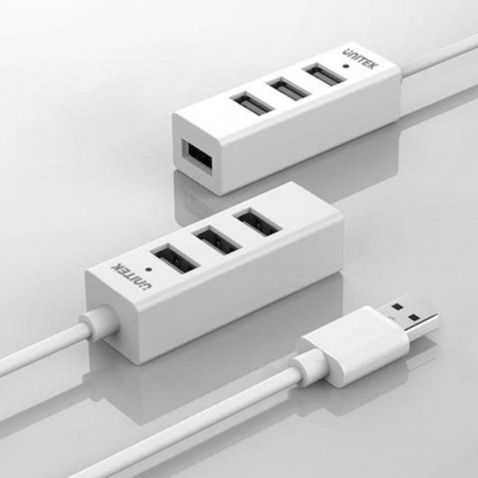 Hub Unitek 4 puertos USB 2.0 480 Mbit/s modelo Y-2146 blanco compacto