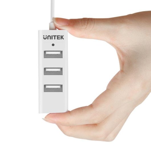 Hub Unitek 4 puertos USB 2.0 480 Mbit/s modelo Y-2146 blanco compacto