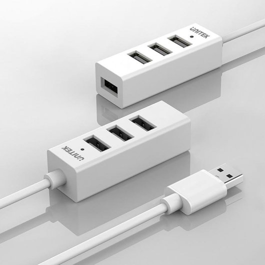 Hub Unitek 4 puertos USB 2.0 480 Mbit/s modelo Y-2146 blanco compacto