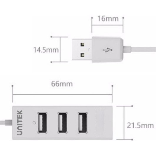 Hub Unitek 4 puertos USB 2.0 480 Mbit/s modelo Y-2146 blanco compacto