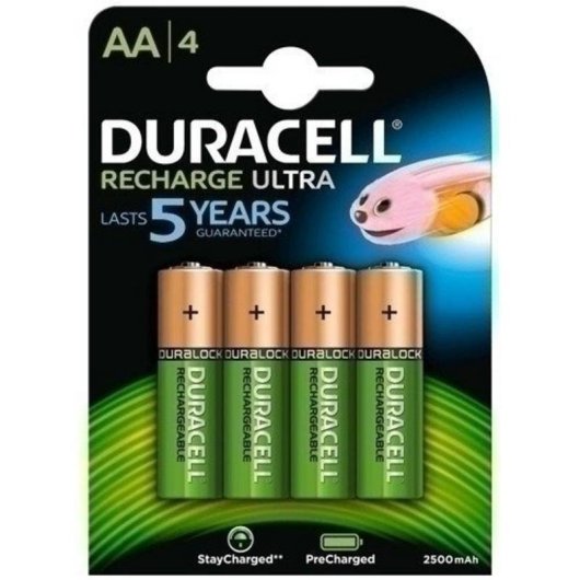 Duracell StayCharged AA Wiederaufladbare Batterien 4er-Pack 2000 mAh NiMH 1,2 V