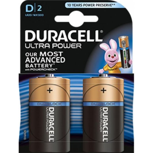Pila Duracell Ultra Power D Alcalina 1,5 V 2 piezas