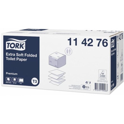 Papel Higiénico Plegado Tork Extrasuave Premium 252 Hojas Blanco