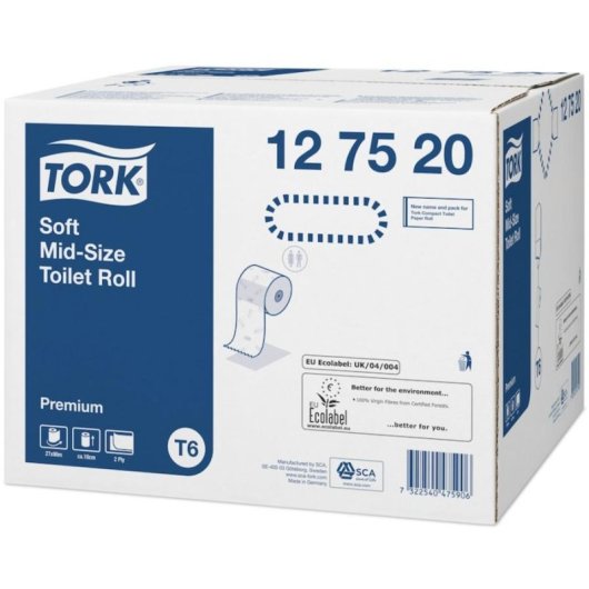 Dispensador Papel Higiénico Tork Mid-size 2 Rolos Branco 90 m