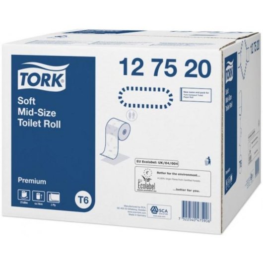 Dispensador Papel Higiénico Tork Mid-size 2 Rolos Branco 90 m
