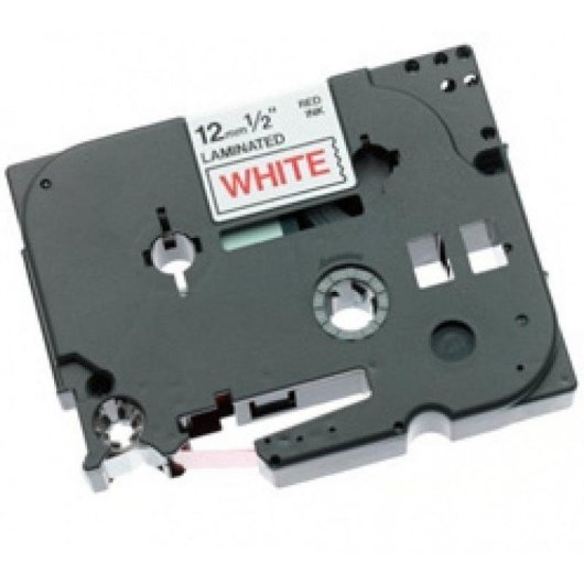 Cinta para Impresora de Etiquetas Brother Gloss Laminated 12mm Rojo/Blanc TZ 8m