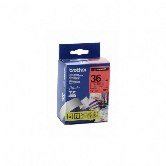 Fita para impressora de etiquetas Brother TZ-461 Preto sobre vermelho 3,6 cm
