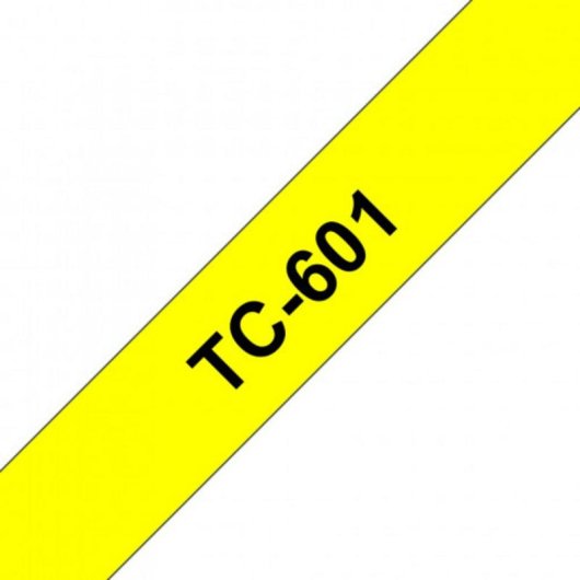 Fita para impressora de etiquetas Brother TC-601 Preto sobre amarelo 12 mm