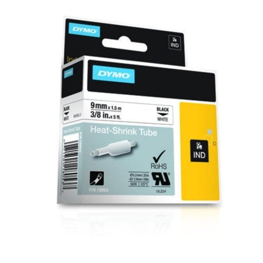 Fitas para impressoras de etiquetas DYMO Rhino 9mm x 1,5m Preto sobre branco
