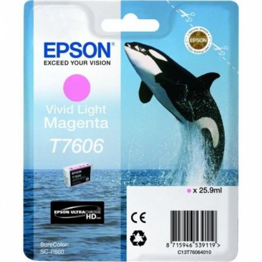 Cartucho de Tinta Epson T7606 Magenta Claro Vivo 25,9 ml
