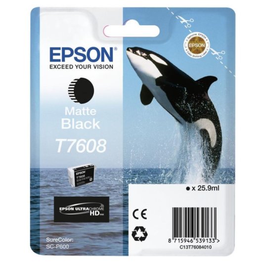 Cartucho de Tinta Epson T7608 Negro Mate 25,9 ml para SureColor SC-P600