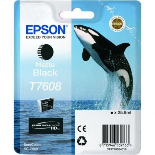 Cartucho de Tinta Epson T7608 Negro Mate 25,9 ml para SureColor SC-P600