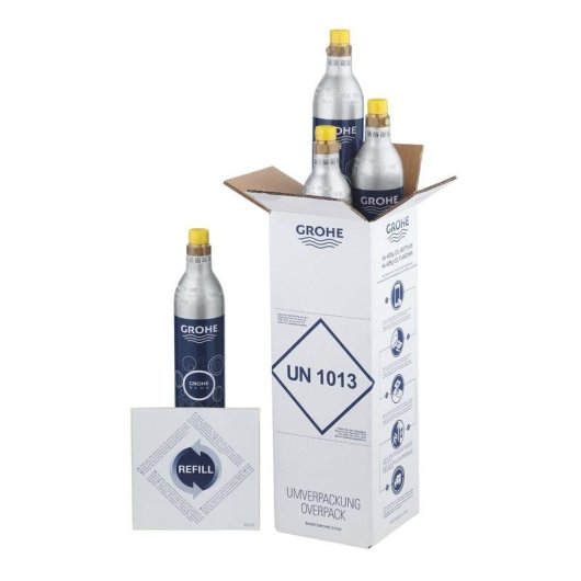 Kit de botellas de CO2 Grohe Blue, 4 piezas de 425 g, acero inoxidable azul
